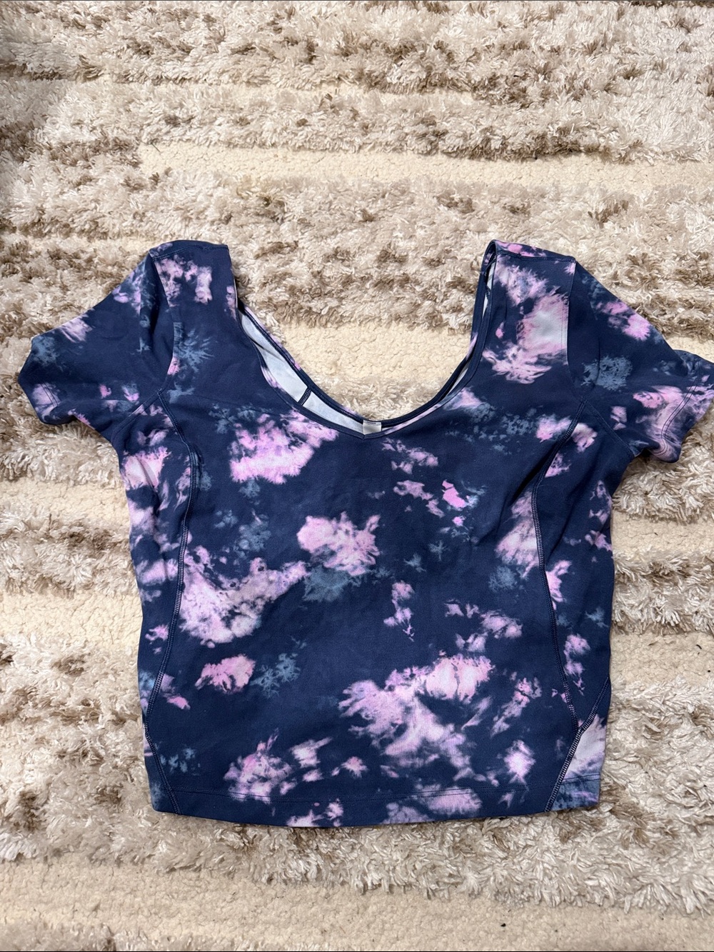 lululemon athletica Navy and Pink Tie-Dye Crop Top